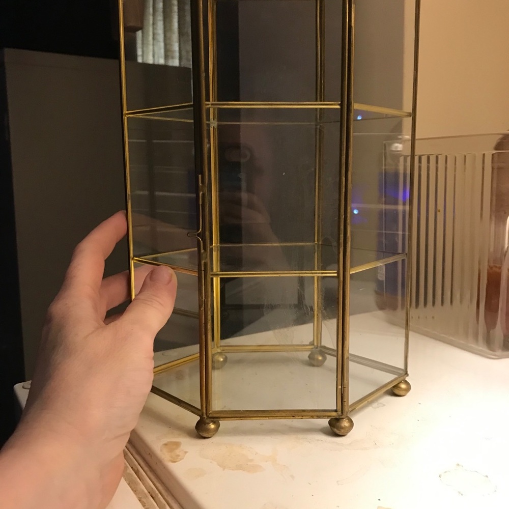 Small glass and brass display case